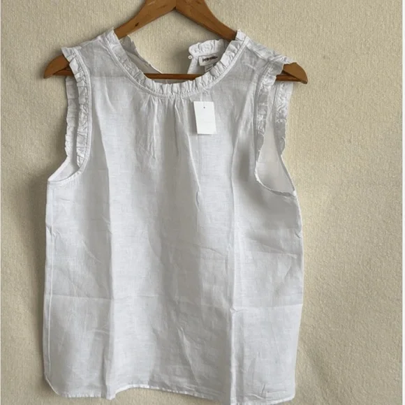 JCrew Chic White Ruffle Sleeveless Top - Picture 2 of 5